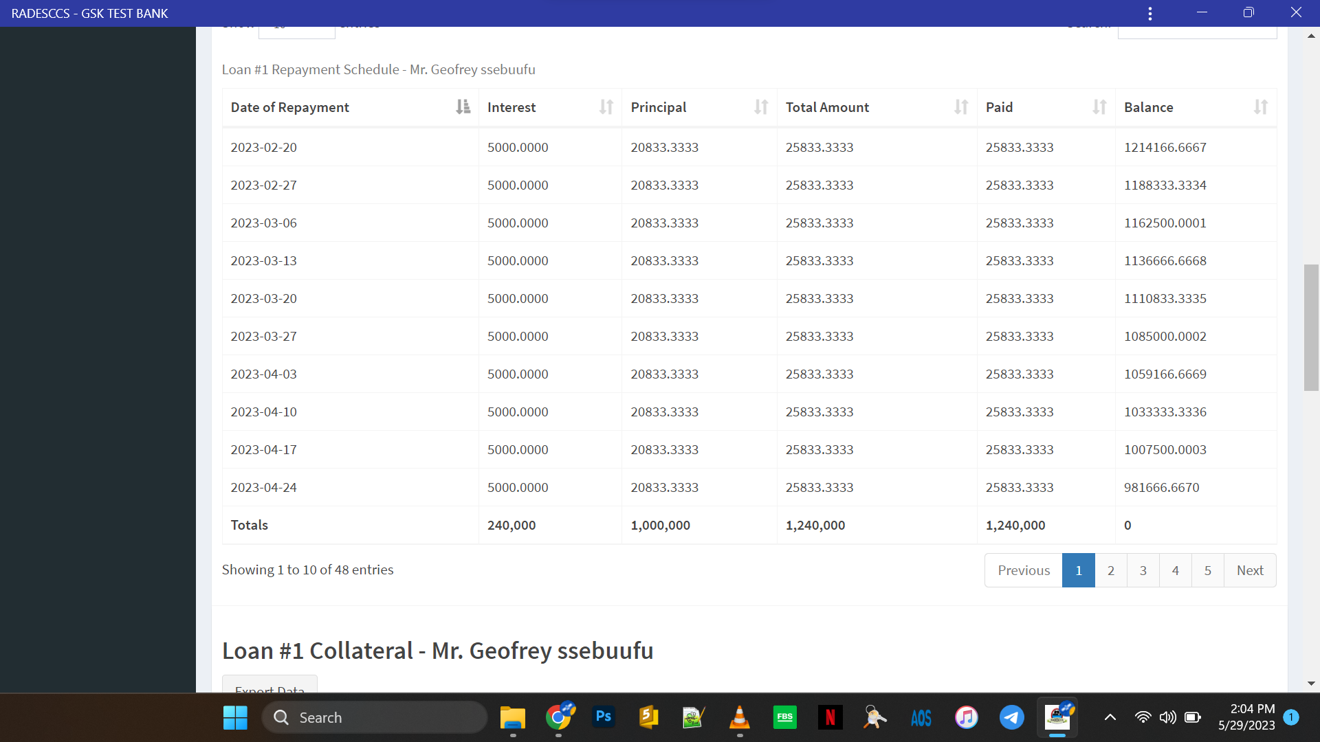 Finance Institution MIS Screenshot 