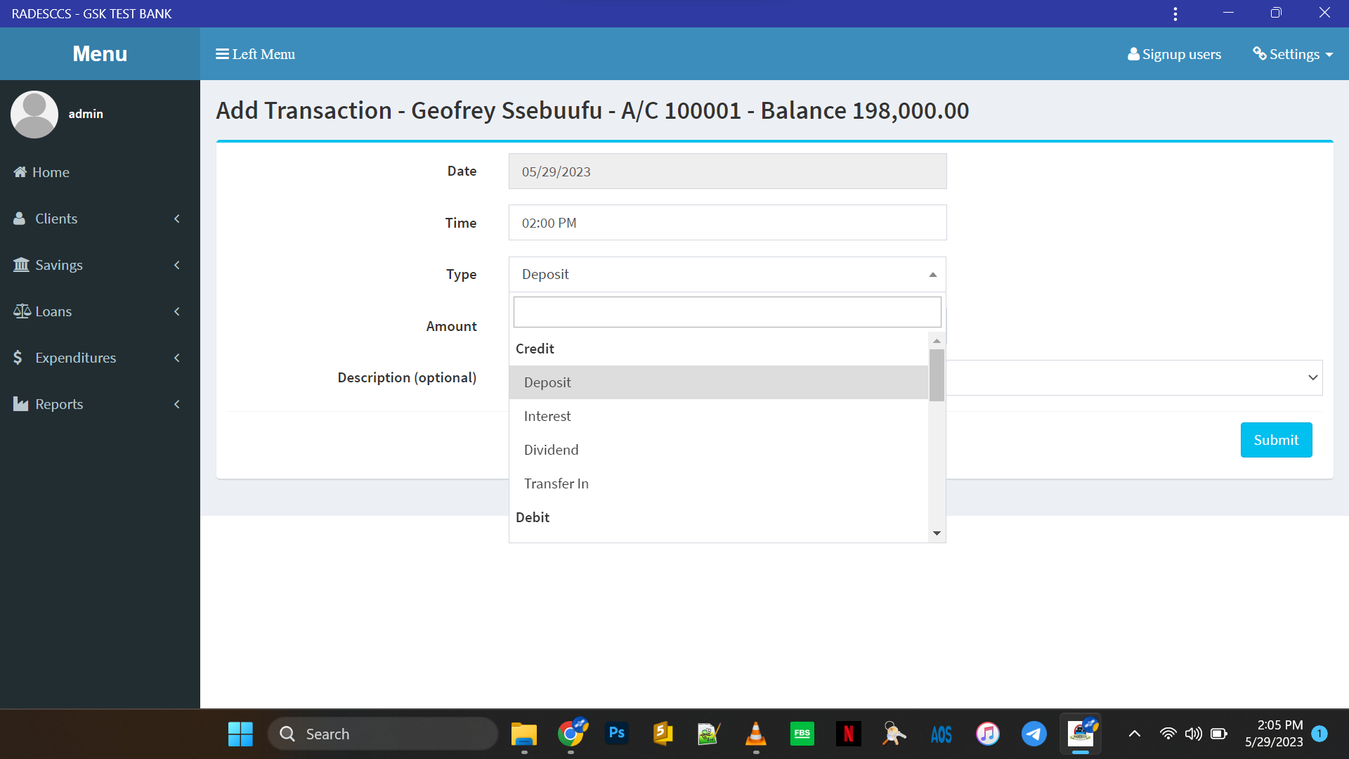 Finance Institution MIS Screenshot 