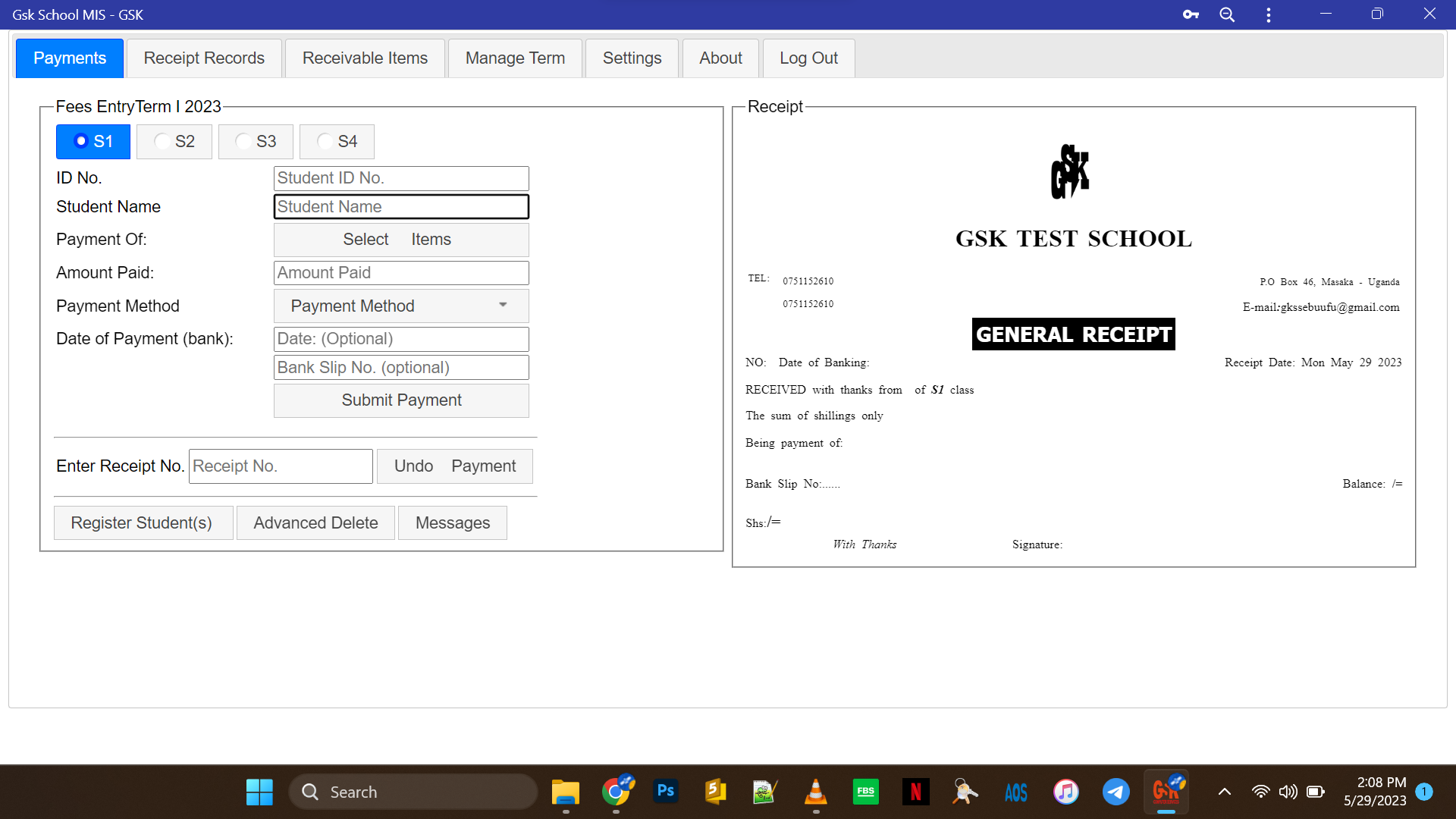School MIS Screenshot 2